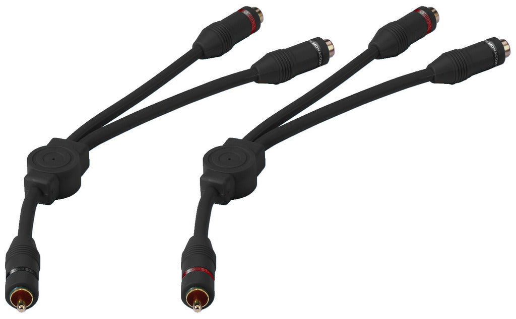 MONACOR CBA-30/SW RCA Y-Adaptor Cable 25cm 1 RCA plug to 2 RCA inline jack