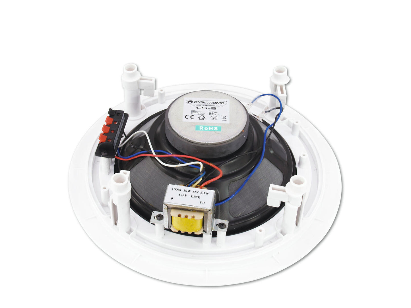 OMNITRONIC CS-8W 8" full-range flush-mount speaker 10W 100V White