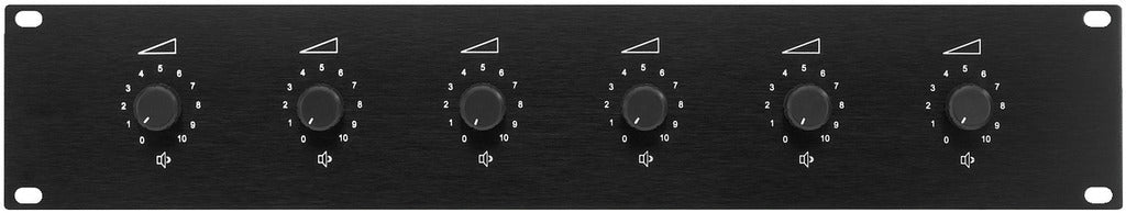 MONACOR ATT-19100 6-way PA volume control for 482 mm (19") rack installation