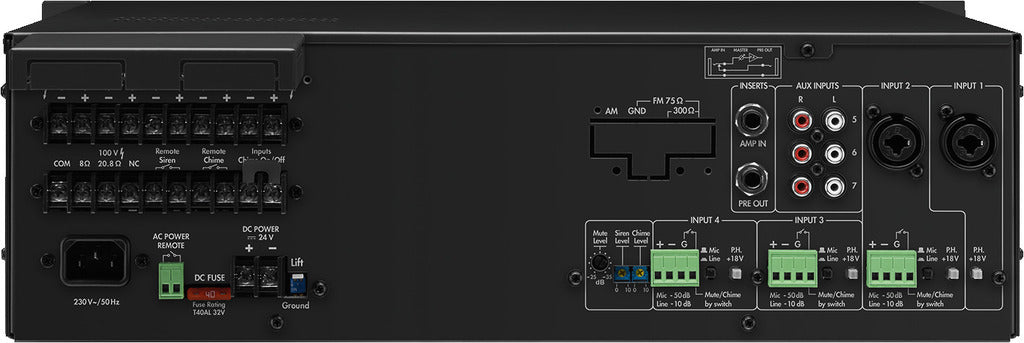 MONACOR PA-5480 480w 5-zone mono PA mixing amplifier