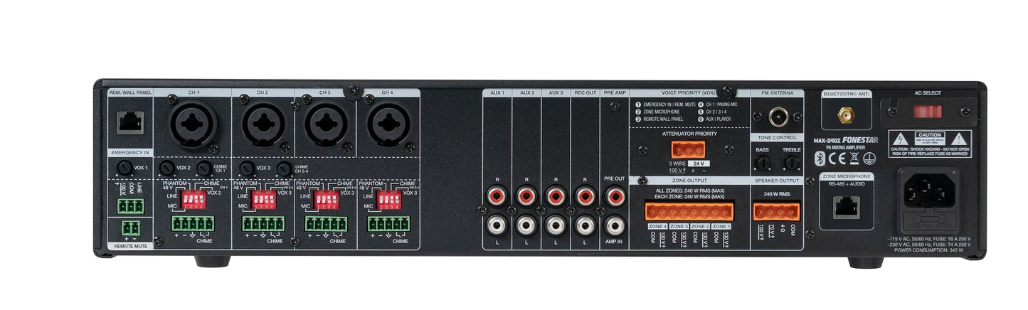 FONESTAR MAX-240Z 240W 4-Zone PA multi-zone amplifier