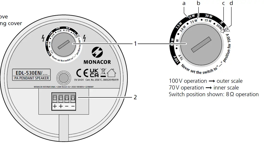 MONACOR EDL-530EN/SW High-quality PA pendant speaker