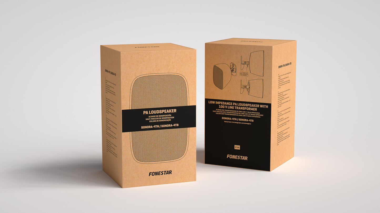 FONESTAR SONORA-4TN 4'' surface speaker. 30/15/7.5/3.75W RMS@100V. IP-66 protection.