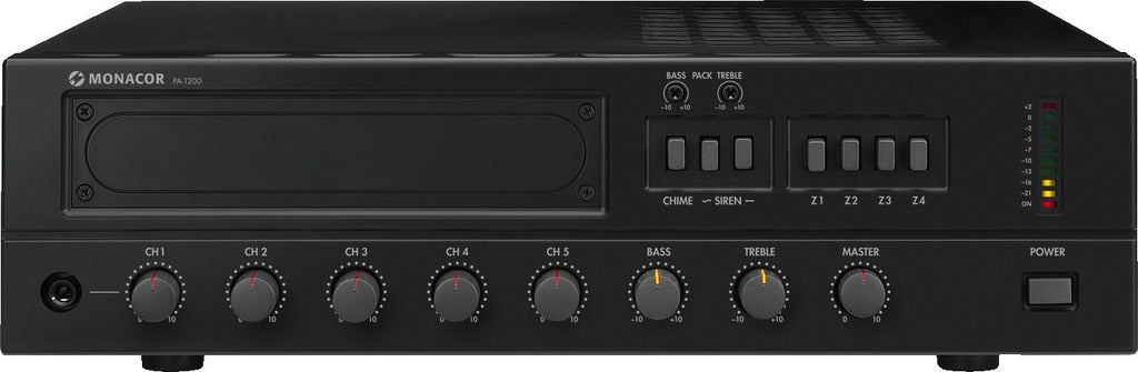 MONACOR PA-1200 120w 4-zone mono PA mixing amplifier