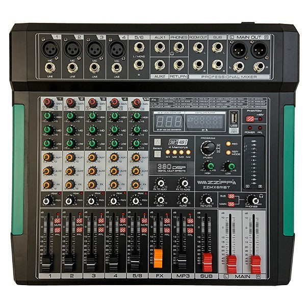 ZZIPP ZZMX6RBT Professional 6 Channel Mixer with DSP and Bluetooth