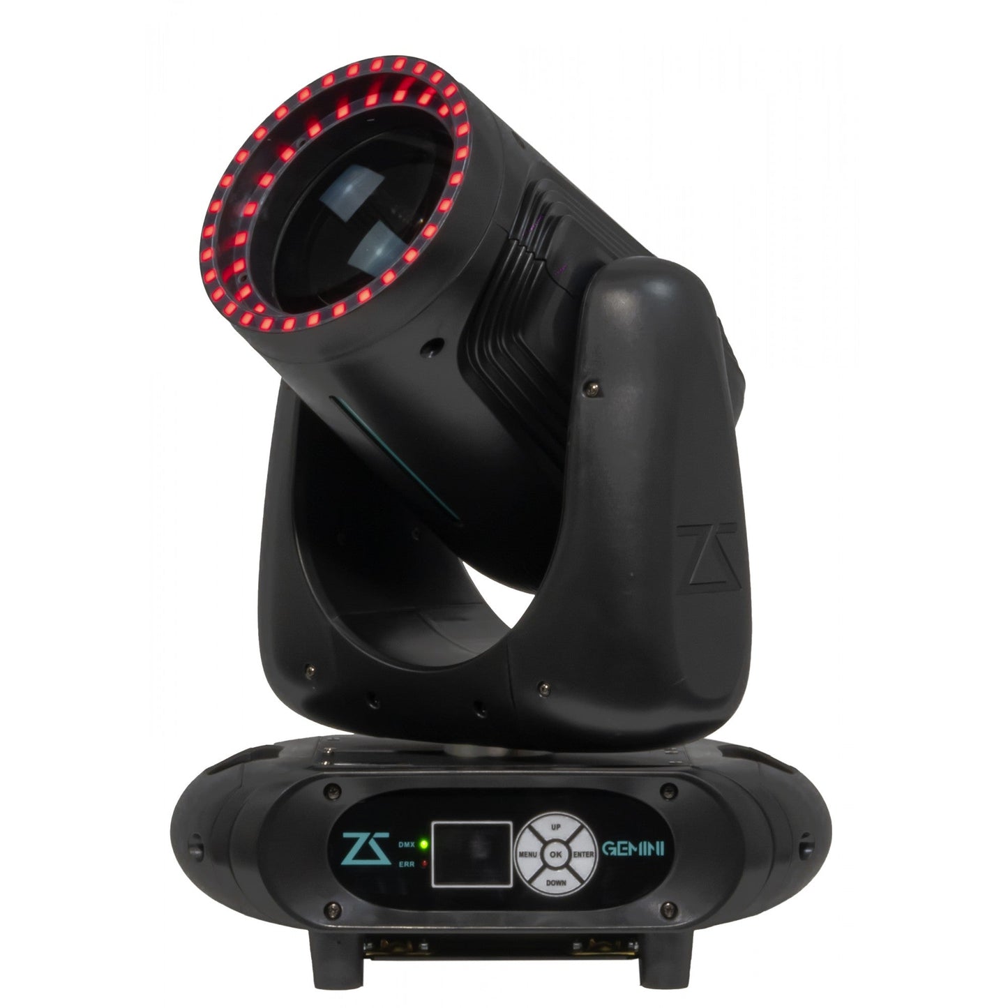 ZZIPP GEMINI Moving head "beam" with 250w discharge lamp and dual ring of rgb leds around the lens.