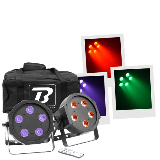 BOOMTONE DJ FLATPAR5X5WSET 5 LED of 5W RGB-UV 4 in 1 par can
