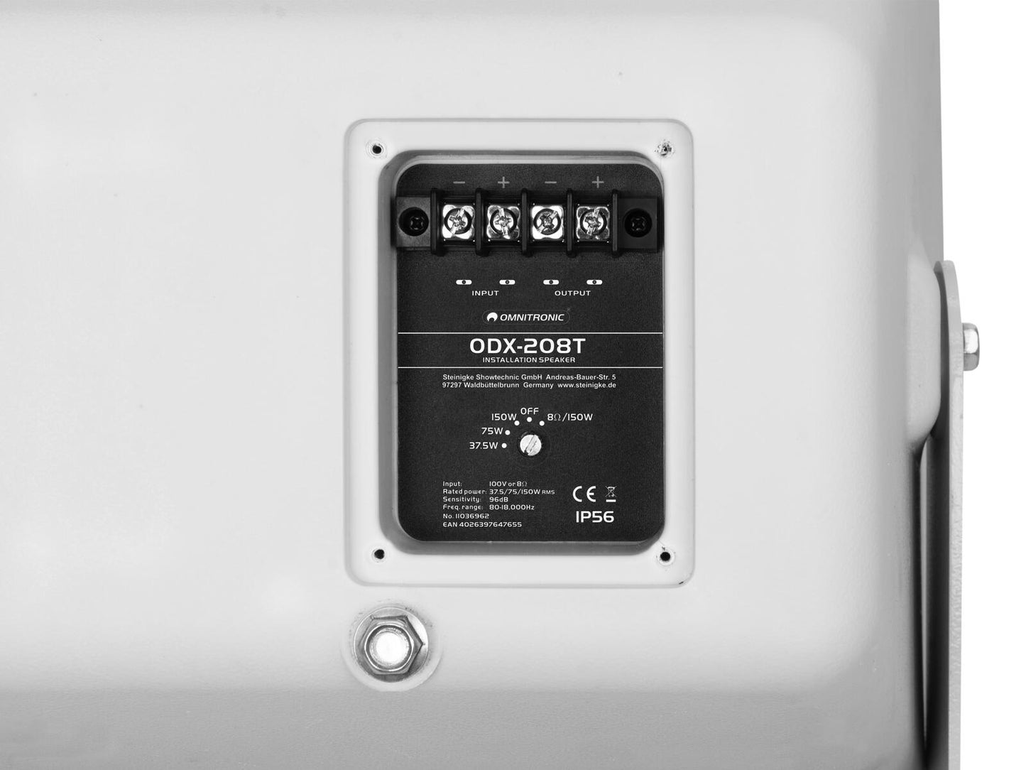 OMNITRONIC ODX-208T Weather-proof 8" wall speaker with top-quality sound 100V & 8Ω 150W