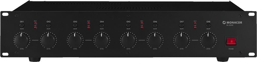MONACOR PA-1850D 8-channel class D PA amplifier