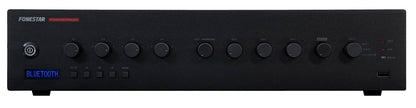 FONESTAR PROX-240Z 4-Zone 240W PA amplifier with Bluetooth®/USB/FM player and speaker zone selector.