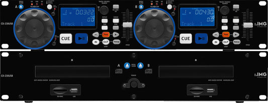 IMG STAGELINE CD-230USB Dual DJ CD and MP3 player, with USB 2.0 interface and SD/MMC card slot.