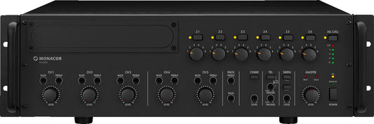 MONACOR PA-6600 600w 6-zone mono PA mixing amplifier