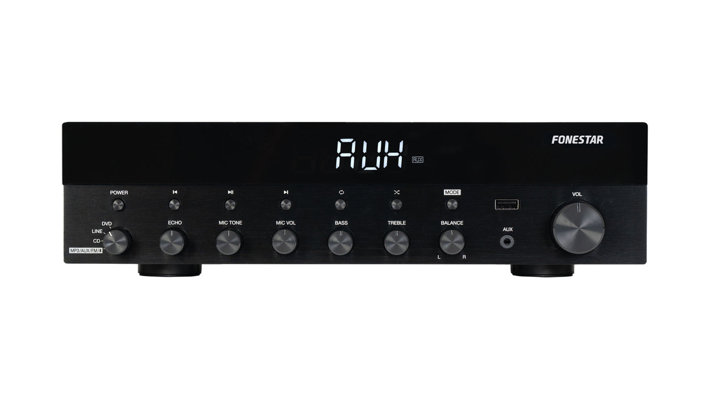 FONESTAR AS-3030 2 x 30W RMS Hi-Fi stereo amplifier with Bluetooth, USB, FM Radio and Remote