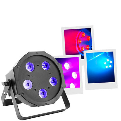 BOOMTONE DJ FLATPAR5X5W 5 LED of 5W RGB-UV 4 in 1 par can set