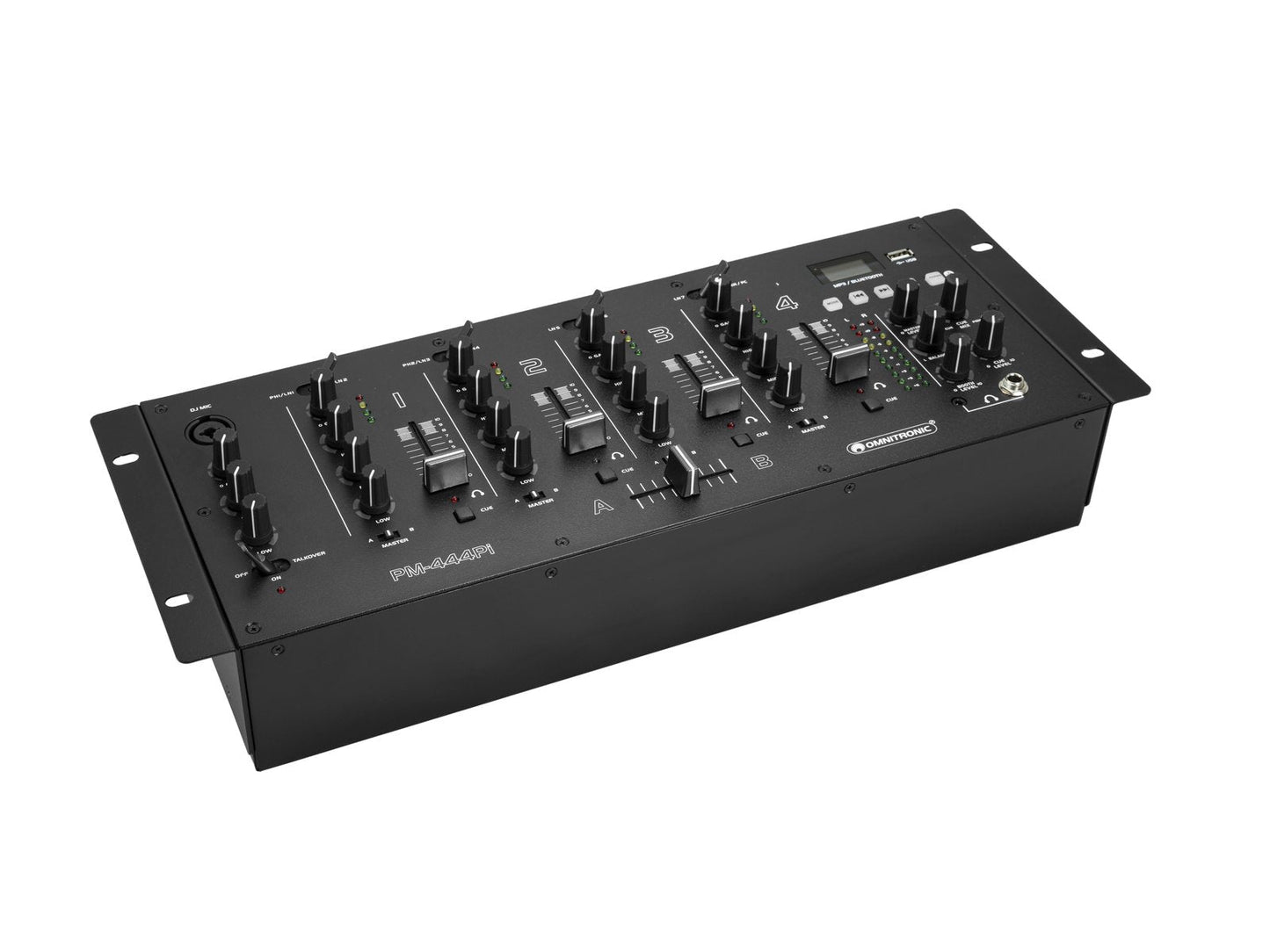 OMNITRONIC PM-444Pi 4-channel DJ mixer with Bluetooth, MP3 player and USB interface