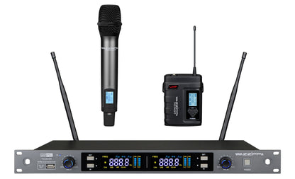 ZZIPP TXZZ424 Channel 38 Twin UHF Wireless mic system complete with 1 handheld mic and 1 bodypack transmitter 606 - 630 mhz