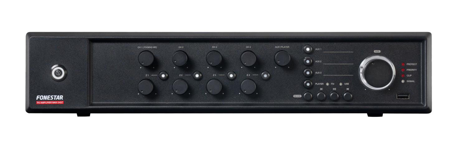FONESTAR MAX-240Z 240W 4-Zone PA multi-zone amplifier