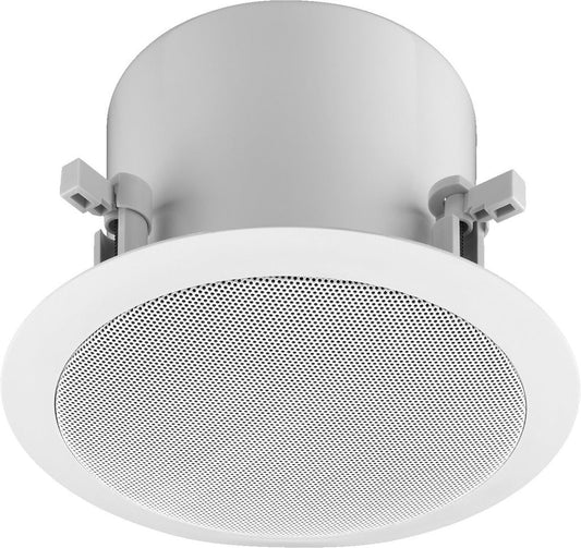 MONACOR EDL-80DT Active 2-way flush-mount ceiling speaker, with integrated Dante® module.