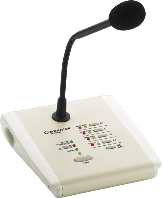 MONACOR PA-4000RC PA 4-zone paging desktop microphone