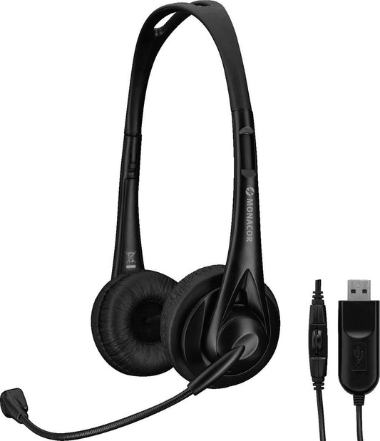MONACOR BH-010USB Stereo USB Headset with Microphone
