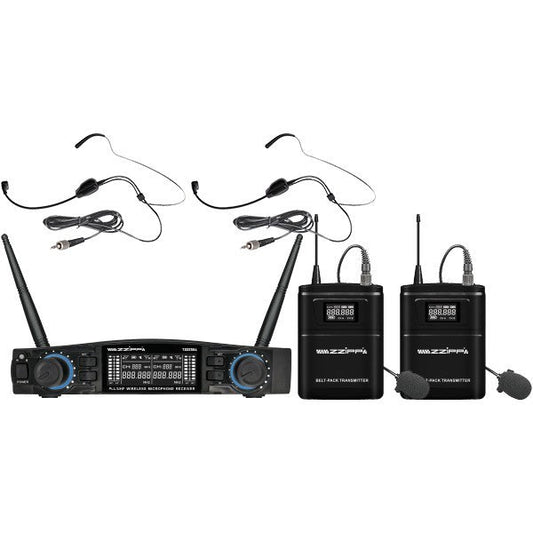 ZZIPP TXZZ584 UHF wireless mic, 48 channels, with 2 bodypack transmitters and headset mics
