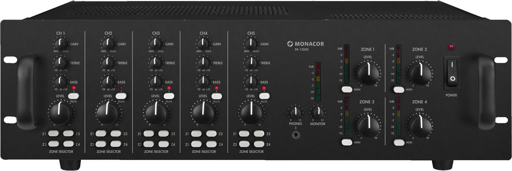 MONACOR PA-12040 4-Zone PA Matrix Amplifier