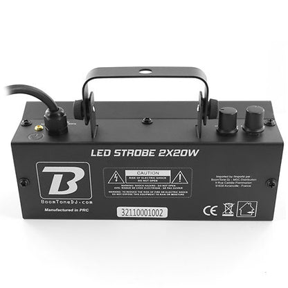 BOOMTONE DJ LEDSTROBE2X20W 2X20W LED strobe with adjustable intensity and flash speed.