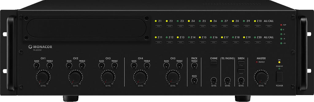 MONACOR PA-6020Z 600w 20-zone mono PA mixing amplifier