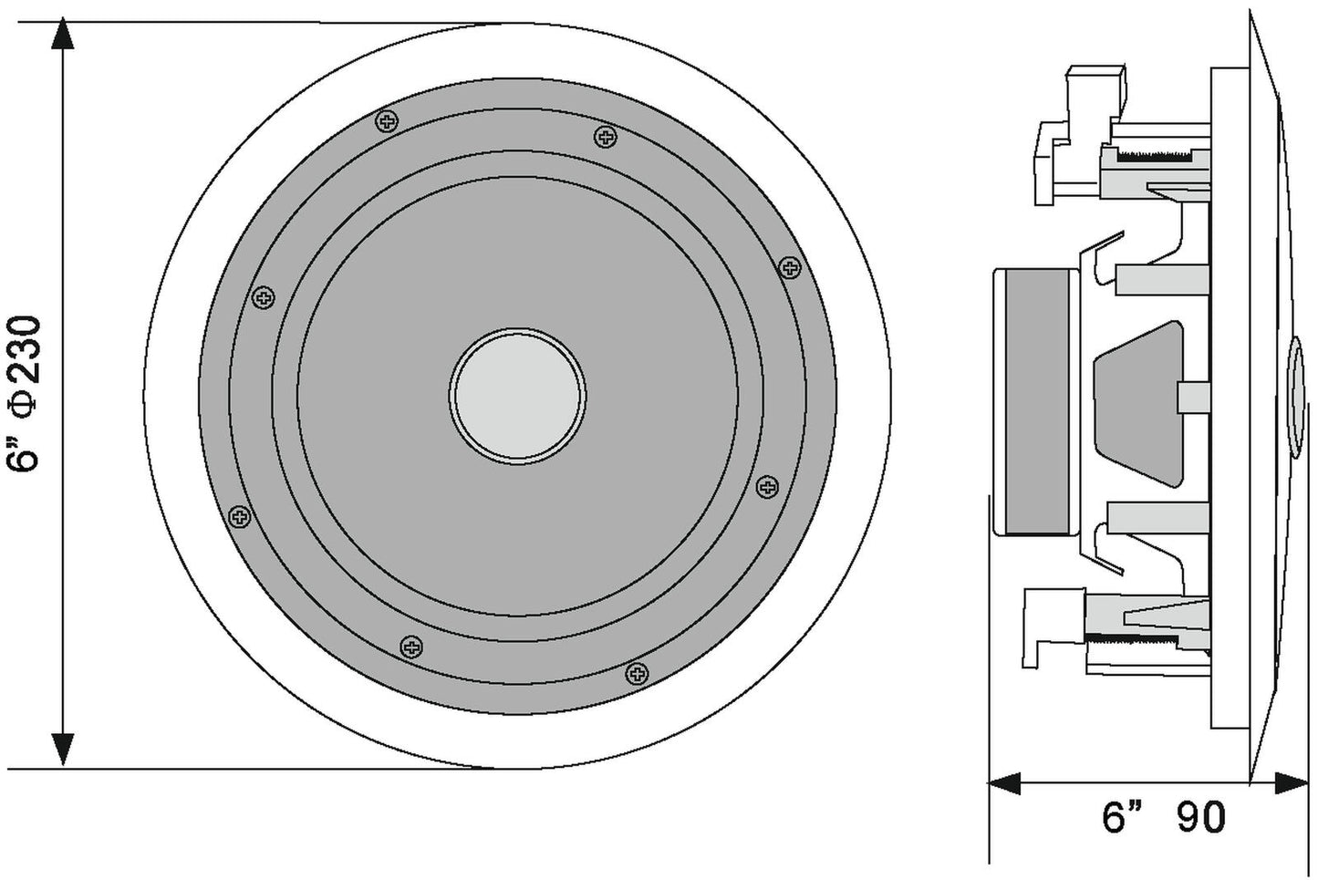OMNITRONIC CST-6 2-Way Ceiling Speaker 6" 30W 100V