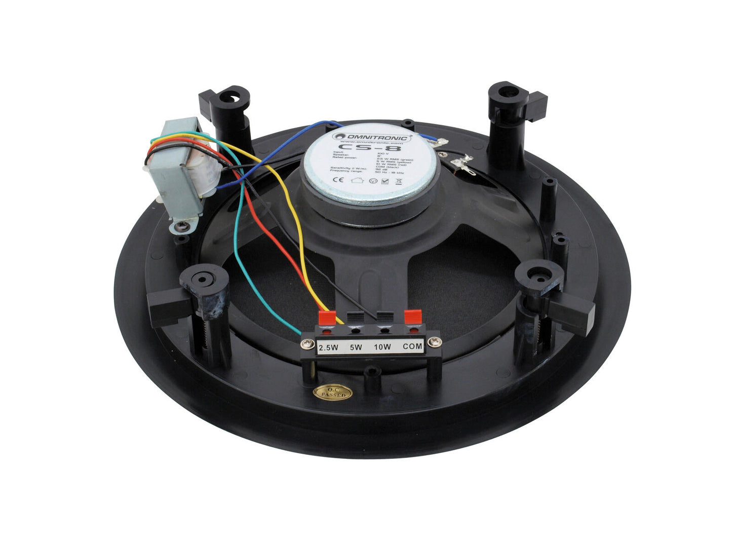 OMNITRONIC CS-8B 8" full-range flush-mount speaker 10W 100V Black