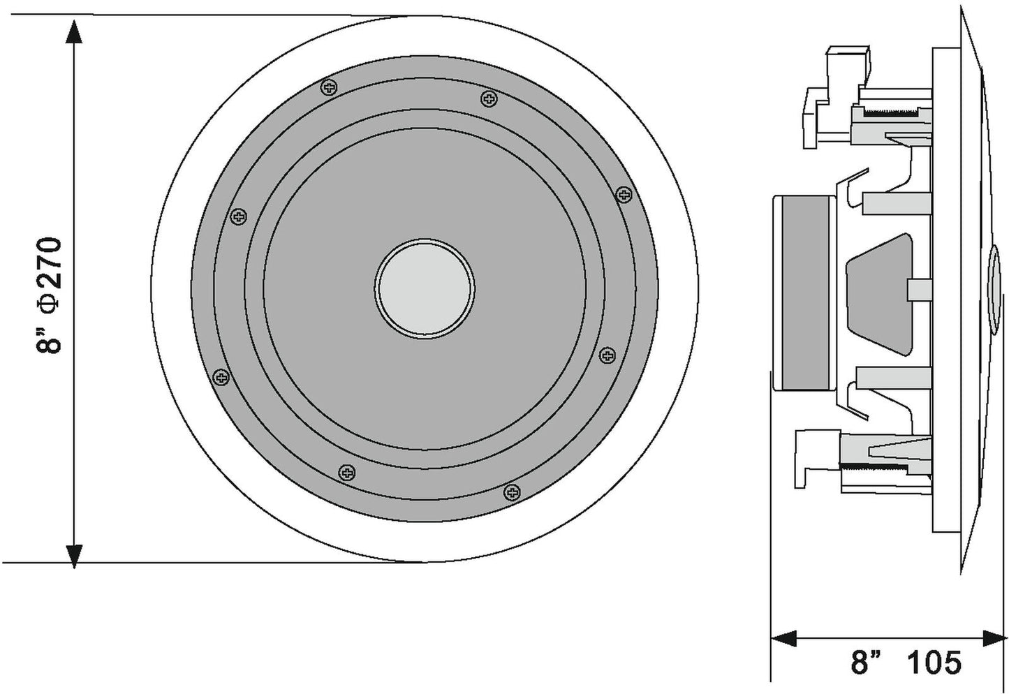 OMNITRONIC CST-8 2-Way Ceiling Speaker 8" 40W 100V