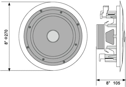 OMNITRONIC CST-8 2-Way Ceiling Speaker 8" 40W 100V