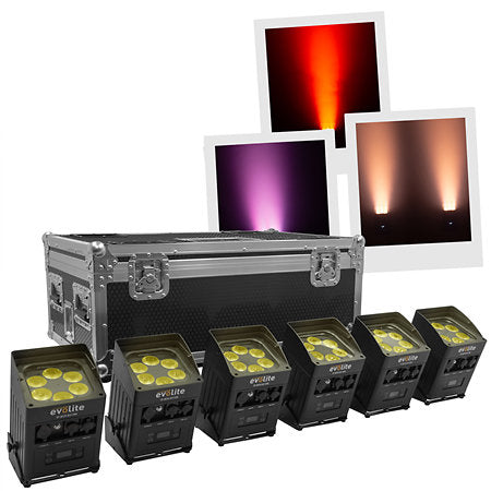 EVOLITE IPBOX6X15W Set of 6 Battery Powered IP65 Waterproof LED Spotlights