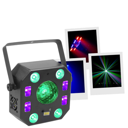 BOOMTONE DJ LightShow 5FX Wash LED RGBW projector, LASER, Strobe