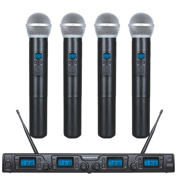 ZZIPP TXZZ640 UHF 4 channel Wireless mic system complete with 4 handheld mics