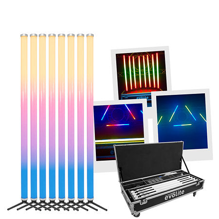 EVOLITE MAGICTUBESET 8 x Battery Powered LED Tube Lights and Case