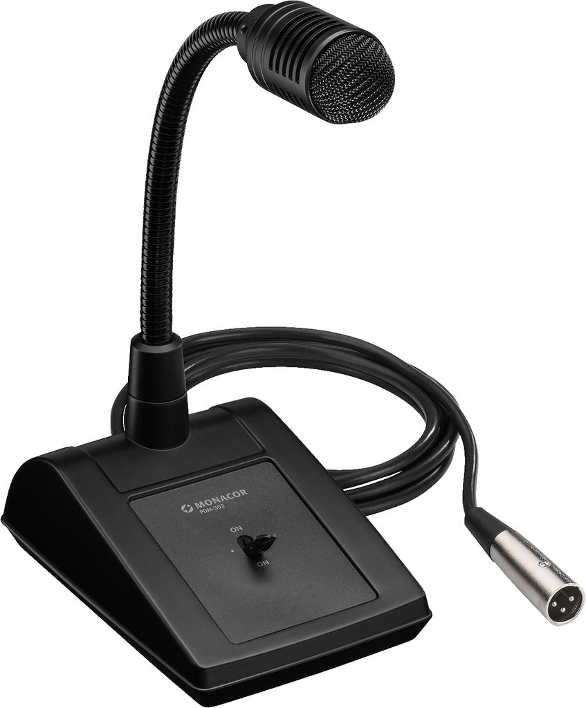 MONACOR PDM-302 PA desktop microphone, with gooseneck