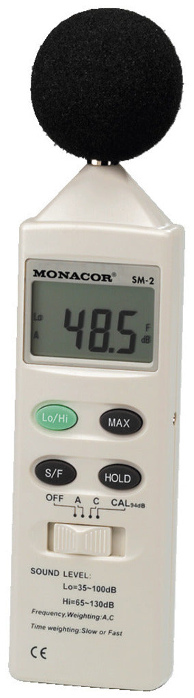MONACOR SM-2 Sound level meter, (class 2), one-hand operation