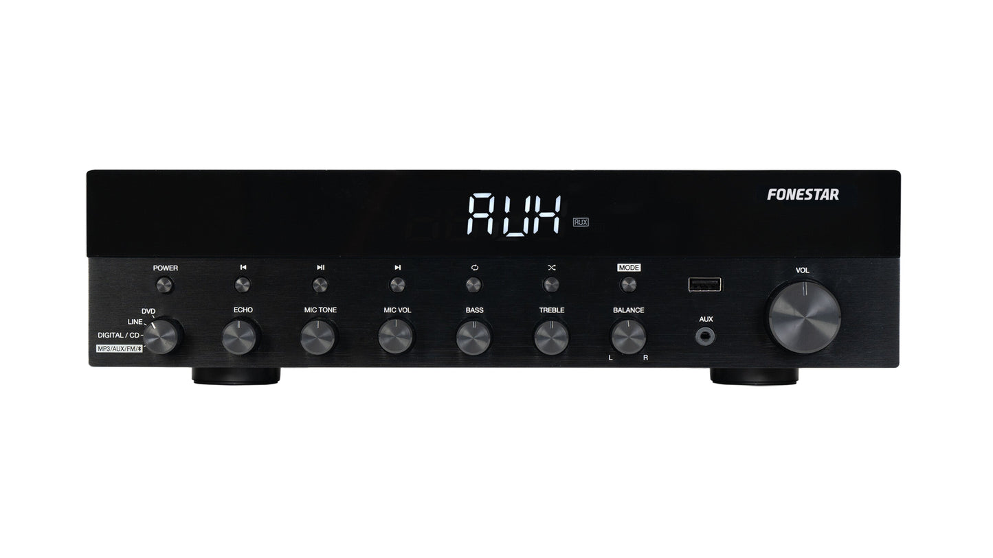 FONESTAR AS-6060 2 x 60W RMS Hi-Fi stereo amplifier with Bluetooth, USB, FM Radio , Digital Audio Input and Remote