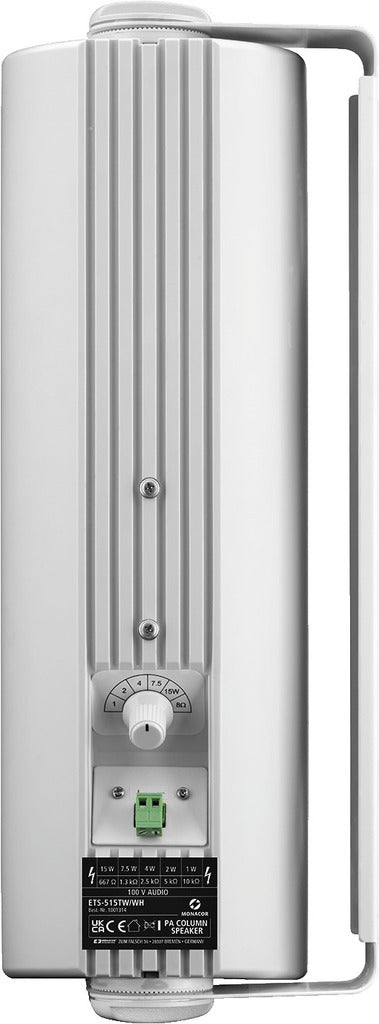 MONACOR ETS-515TW/WH PA column speaker 100 V transmission technology or 8Ω operation