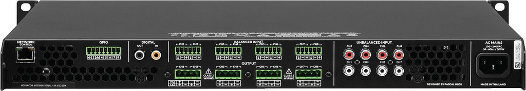 MONACOR PA-8125DX 8-zone multifunctional mixing amplifier, 8x125W, 4x250W