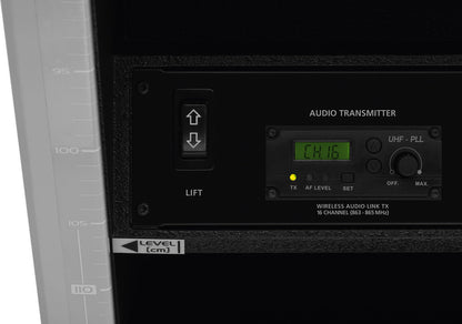 MONACOR SPEECH-500/GR Professional lectern with electric height adjustment and integrated wireless amplifier system