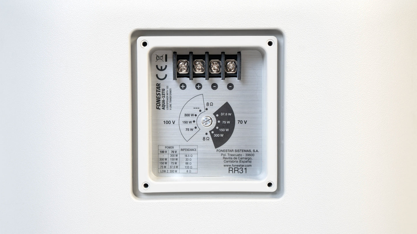 FONESTAR AQUA-12TG Fonestar High power loudspeaker 12'' 300/150/75W RMS@100V 300W RMS@8Ω IP-66 protection.