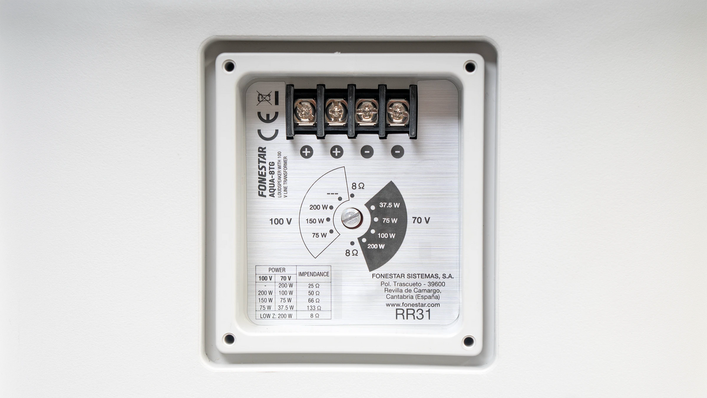 FONESTAR AQUA-8TG Fonestar High power loudspeaker 8'' 200/150/75W RMS@100V 200W RMS@8Ω IP-66 protection.