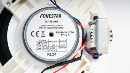 FONESTAR GAT-601-EN 6" Ceiling loudspeaker with 100 V line transformer EN 54 certified