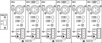 MONACOR STA-1506 6-channel PA amplifier, with integrated limiter