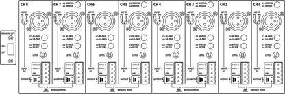 MONACOR STA-1508 8-channel PA amplifier, with integrated limiter