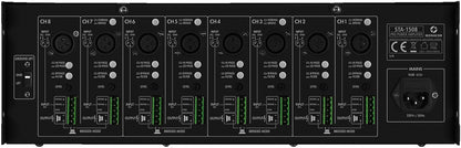 MONACOR STA-1508 8-channel PA amplifier, with integrated limiter