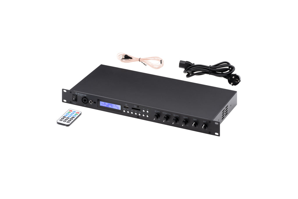 MONACOR SA-130DMP Stereo Amplifier with Media Player,  FM Radio and Bluetooth Receiver