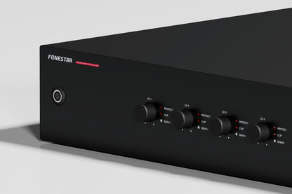 FONESTAR LUX-4200 4 x 200W RMS low impedance digital power amplifier - front panel controls close-up